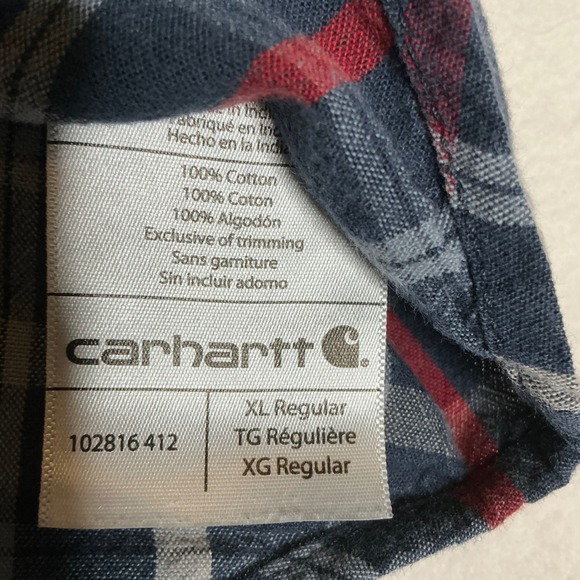 Carhartt Relaxed Fit Plaid Long Sleeve Button Up Shirt Mens XL - Picture 6 of 8